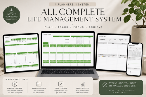 Life Control Pack™ | 4-in-1 Digital Planner | Weekly, Finance, Habit & Task Tracker